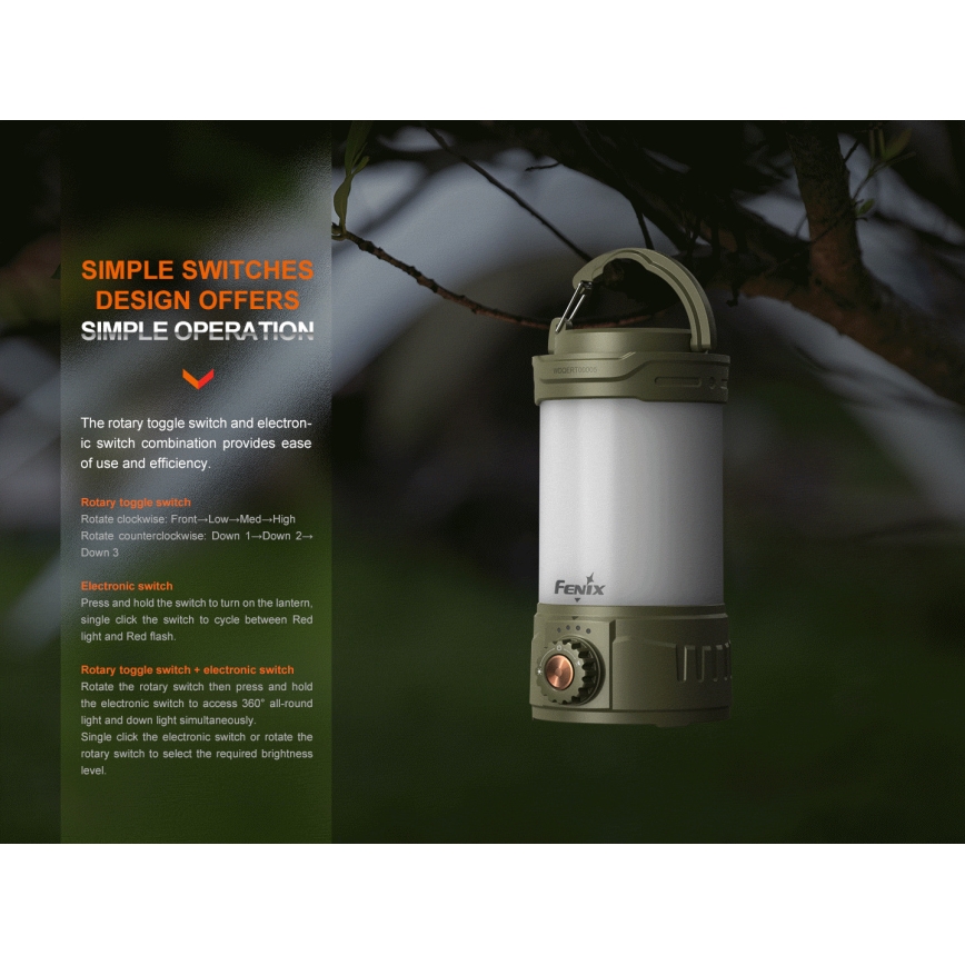 Fenix CL26RPROOLI - LED Pritemdomas nešiojamas įkraunamas lempa LED/USB IP66 650 blizgus 408 h 5000 mAh žalia