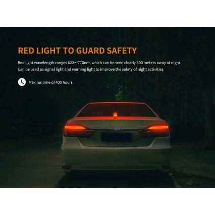 Fenix CL26RRED - LED Pritemdomas nešiojamas įkraunamas lempa LED/USB/2xCR123A IP66 400 blizgus 400 h 2600 mAh oranžinė