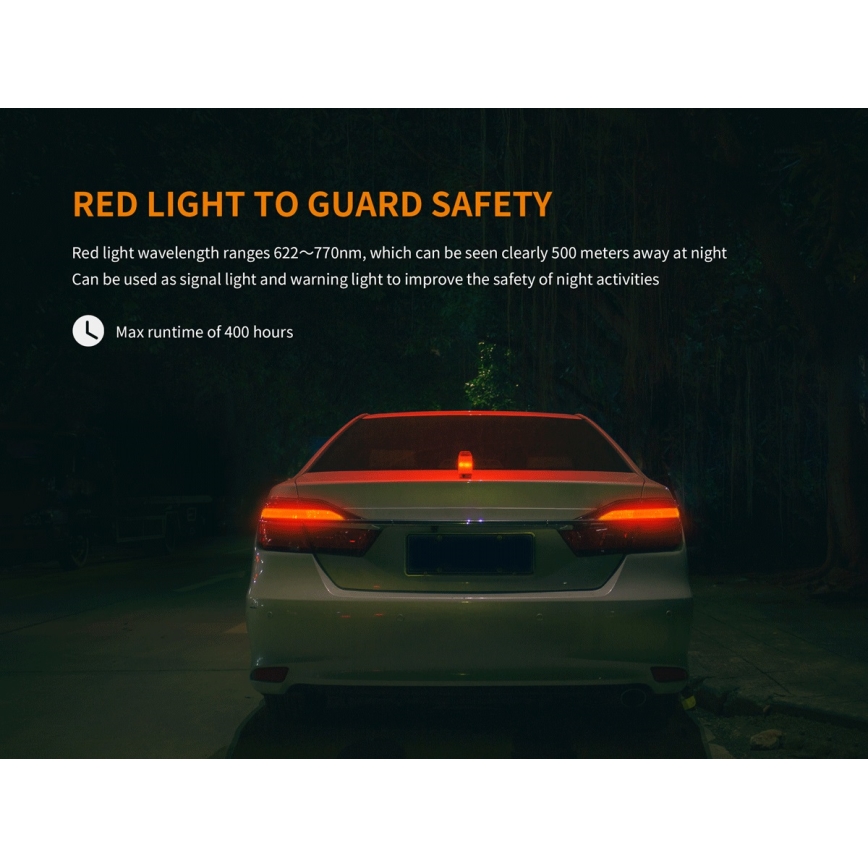 Fenix CL26RRED - LED Pritemdomas nešiojamas įkraunamas lempa LED/USB/2xCR123A IP66 400 blizgus 400 h 2600 mAh oranžinė
