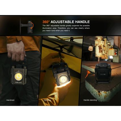 Fenix CL27RGRE - LED Pritemdomas įkraunamas šviestuvas LED/USB IP66 1600 blizgus 285 h 5000 mAh