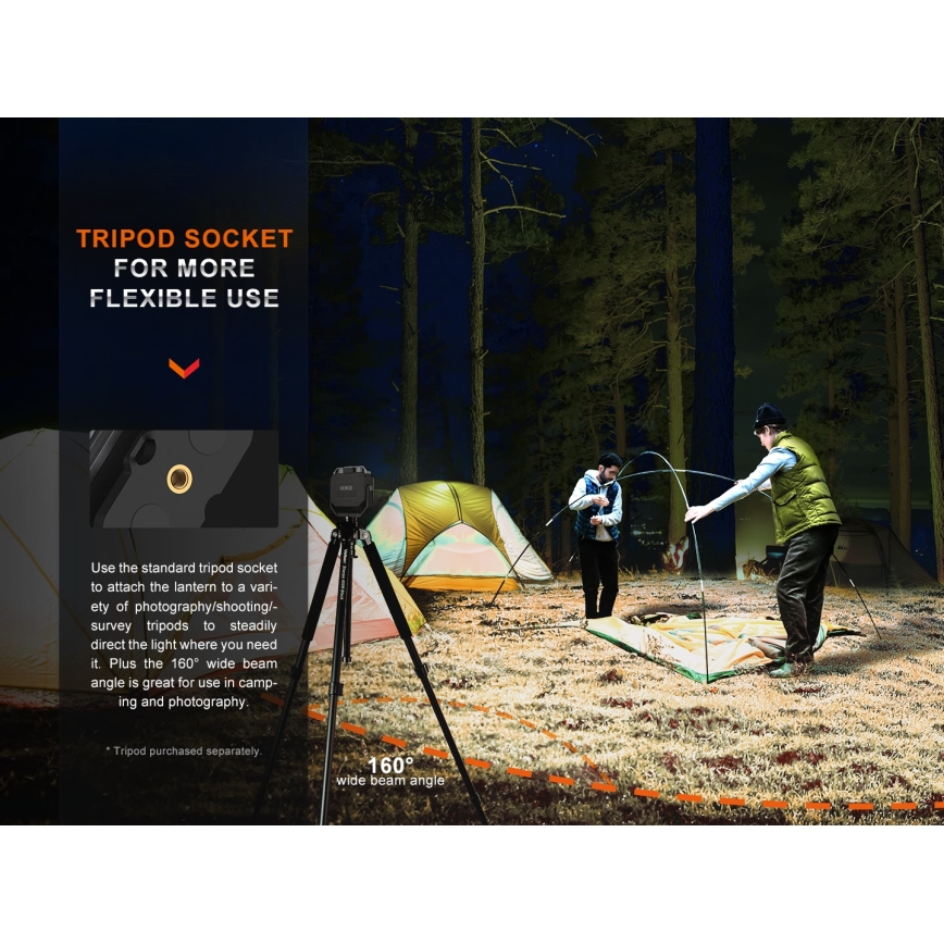 Fenix CL28R - LED Pritemdomas įkraunamas Prožektoriaus šviestuvas su maitinimo banku LED/USB IP66 2000 blizgus 360 h 10000 mAh