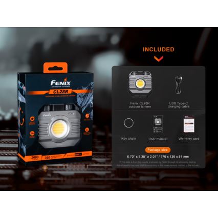 Fenix CL28R - LED Pritemdomas įkraunamas Prožektoriaus šviestuvas su maitinimo banku LED/USB IP66 2000 blizgus 360 h 10000 mAh