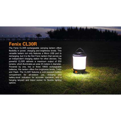 Fenix CL30R - LED Nešiojama įkraunama lempa LED/USB IPX7 650 lm 300 h