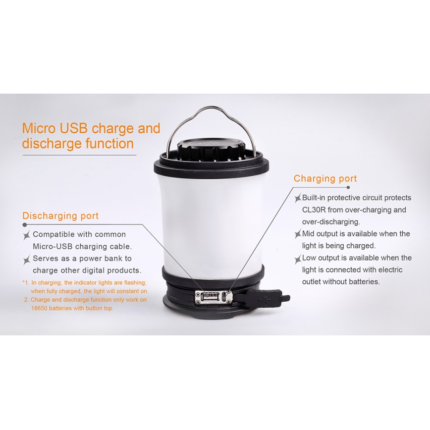 Fenix CL30R - LED Nešiojama įkraunama lempa LED/USB/6xCR123A IPX7 650 lm 300 h 2600 mAh