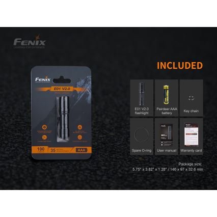 Fenix E01V20BLC - LED Žibintuvėlis LED/1xAAA IP68 100 lm 25 val