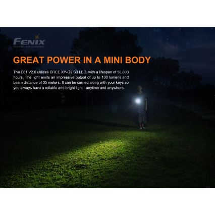Fenix E01V20BLC - LED Žibintuvėlis LED/1xAAA IP68 100 lm 25 val
