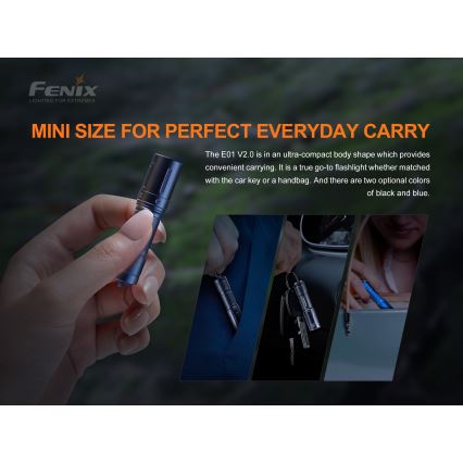 Fenix E01V20BLC - LED Žibintuvėlis LED/1xAAA IP68 100 lm 25 val