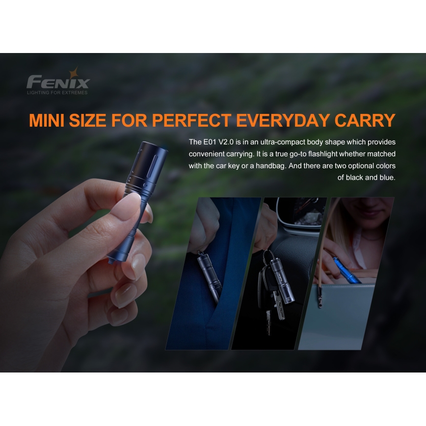 Fenix E01V20BLC - LED Žibintuvėlis LED/1xAAA IP68 100 lm 25 val
