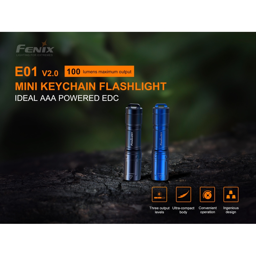 Fenix E01V20BLC - LED Žibintuvėlis LED/1xAAA IP68 100 lm 25 val