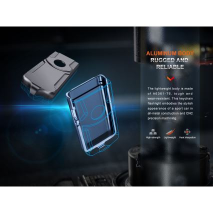 Fenix E03RV20GREY - LED pakraunamas žibintuvėlis LED/USB IP66 500 blizgus 30 h 400 mAh