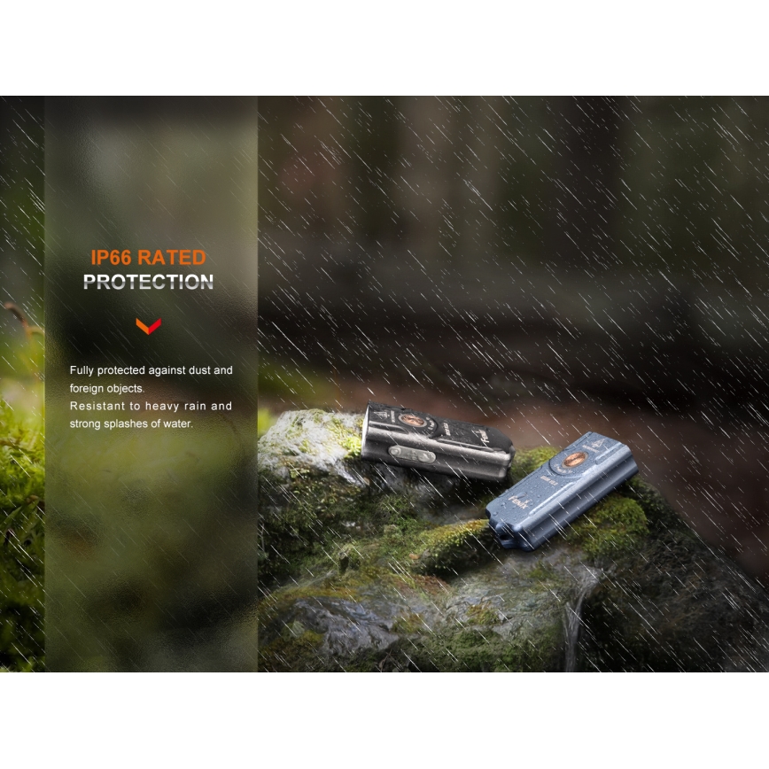Fenix E03RV20GREY - LED pakraunamas žibintuvėlis LED/USB IP66 500 blizgus 30 h 400 mAh