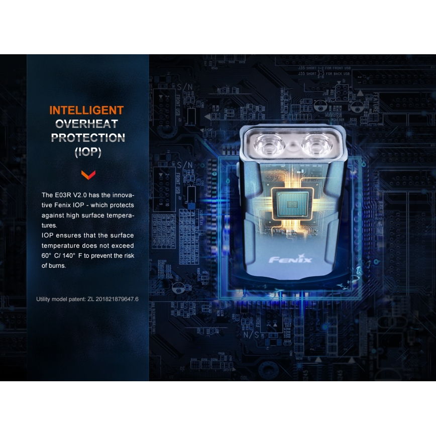 Fenix E03RV20GREY - LED pakraunamas žibintuvėlis LED/USB IP66 500 blizgus 30 h 400 mAh