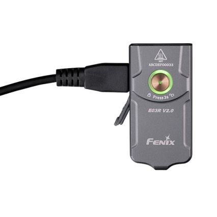 Fenix E03RV20GREY - LED pakraunamas žibintuvėlis LED/USB IP66 500 blizgus 30 h 400 mAh