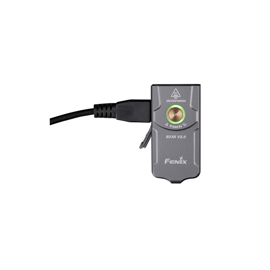 Fenix E03RV20GREY - LED pakraunamas žibintuvėlis LED/USB IP66 500 blizgus 30 h 400 mAh