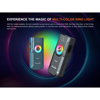 Fenix E06RGRY - LED Pritemdomas įkraunamas žibintuvėlis UV LED/USB IP66 700 blizgus 60 h pilka