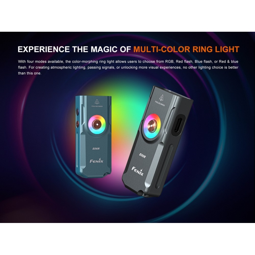 Fenix E06RGRY - LED Pritemdomas įkraunamas žibintuvėlis UV LED/USB IP66 700 blizgus 60 h pilka
