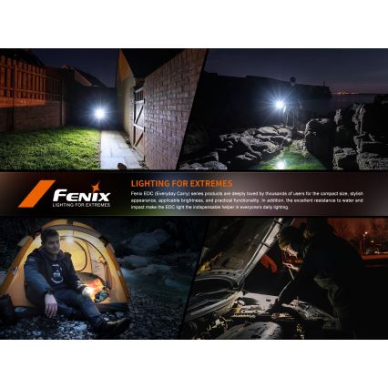 Fenix E06RGRY - LED Pritemdomas įkraunamas žibintuvėlis UV LED/USB IP66 700 blizgus 60 h pilka