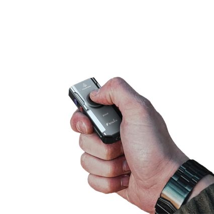 Fenix E06RGRY - LED Pritemdomas įkraunamas žibintuvėlis UV LED/USB IP66 700 blizgus 60 h pilka