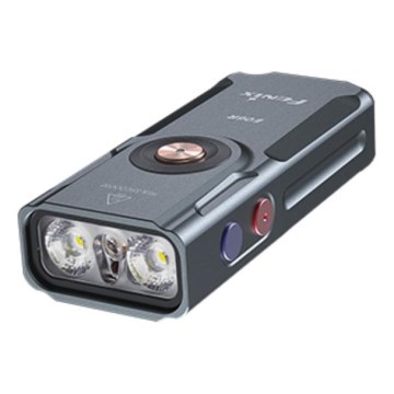 Fenix E06RGRY - LED Pritemdomas įkraunamas žibintuvėlis UV LED/USB IP66 700 blizgus 60 h pilka