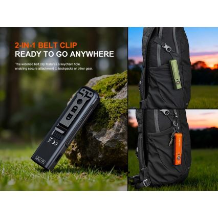 Fenix E06RPROEUBLC- reguliuojamo ryškumo įkraunamas LED žibintuvėlis LED/USB 1650 mAh IP66 1600 lm 111 h juodas