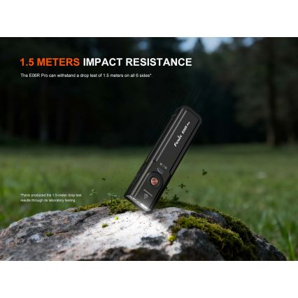 Fenix E06RPROEUBLC- reguliuojamo ryškumo įkraunamas LED žibintuvėlis LED/USB 1650 mAh IP66 1600 lm 111 h juodas