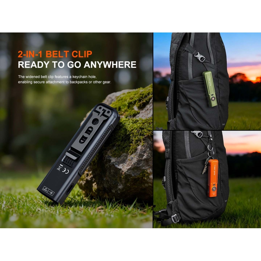 Fenix E06RPROEUOLI - reguliuojamo ryškumo įkraunamas LED žibintuvėlis LED/USB 1650 mAh IP66 1600 lm 111 val. žalias