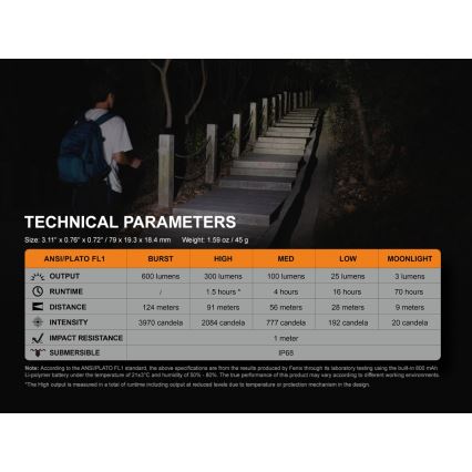 Fenix E09R - LED Įkraunamas žibintuvėlis LED/USB IP68 600 lm 70 val