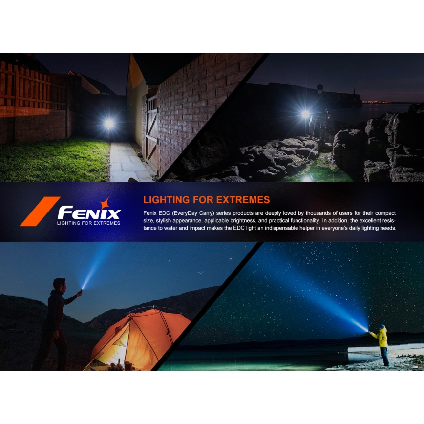 Fenix E18RV20800 - LED su reguliuojamu ryškumu įkraunamas žibintuvėlis LED/USB/1xCR123A 800 mAh IP68 1200 lm 200 val. juodas