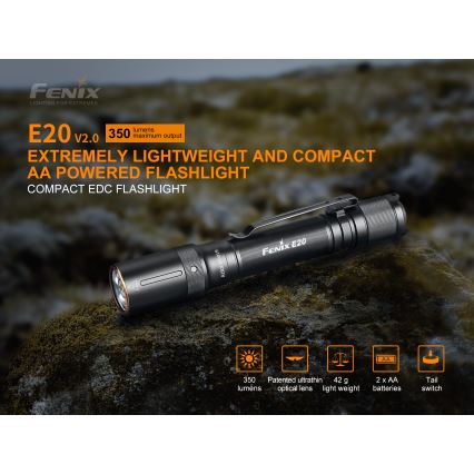 Fenix E20V20 - LED Žibintuvėlis LED/2xAA IP68 350 lm 200 val