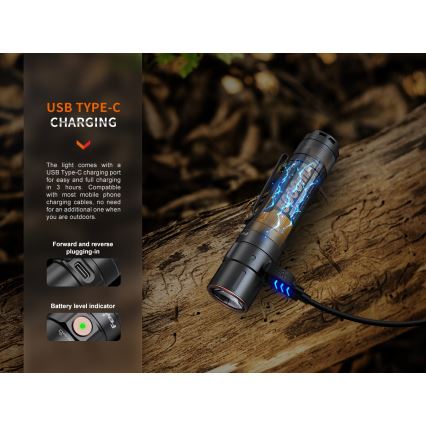 Fenix E35RSETAODS - LED šviesos reguliavimas rechargeable flashlight LED/USB IP68 3100 lm 69 h + diffuser 26,5mm