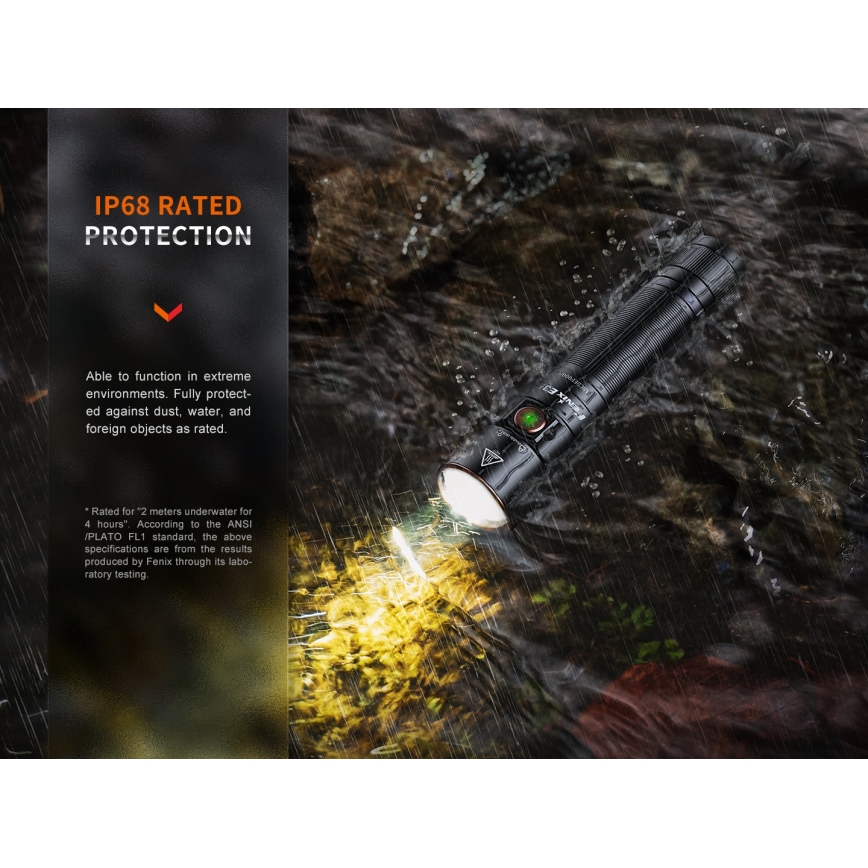 Fenix E35RSETAODS - LED šviesos reguliavimas rechargeable flashlight LED/USB IP68 3100 lm 69 h + diffuser 26,5mm