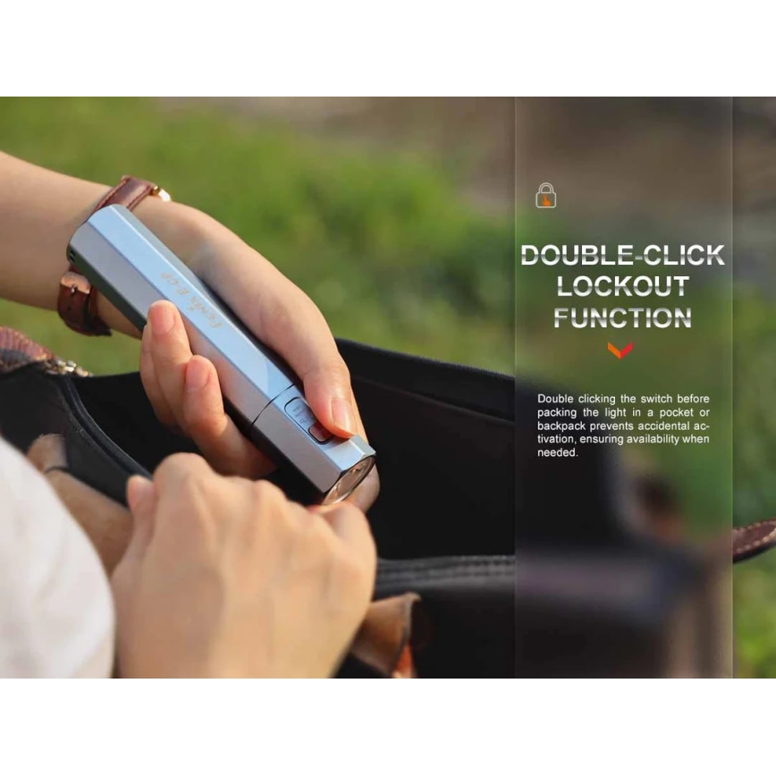 Fenix ECPBLCK - LED pakraunamas žibintuvėlis su maitinimo banku USB IP68 1600 blizgus 504 h 5000 mAh juoda