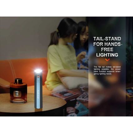 Fenix ECPBLUE - LED pakraunamas žibintuvėlis su maitinimo banku USB IP68 1600 blizgus 504 h 5000 mAh mėlyna