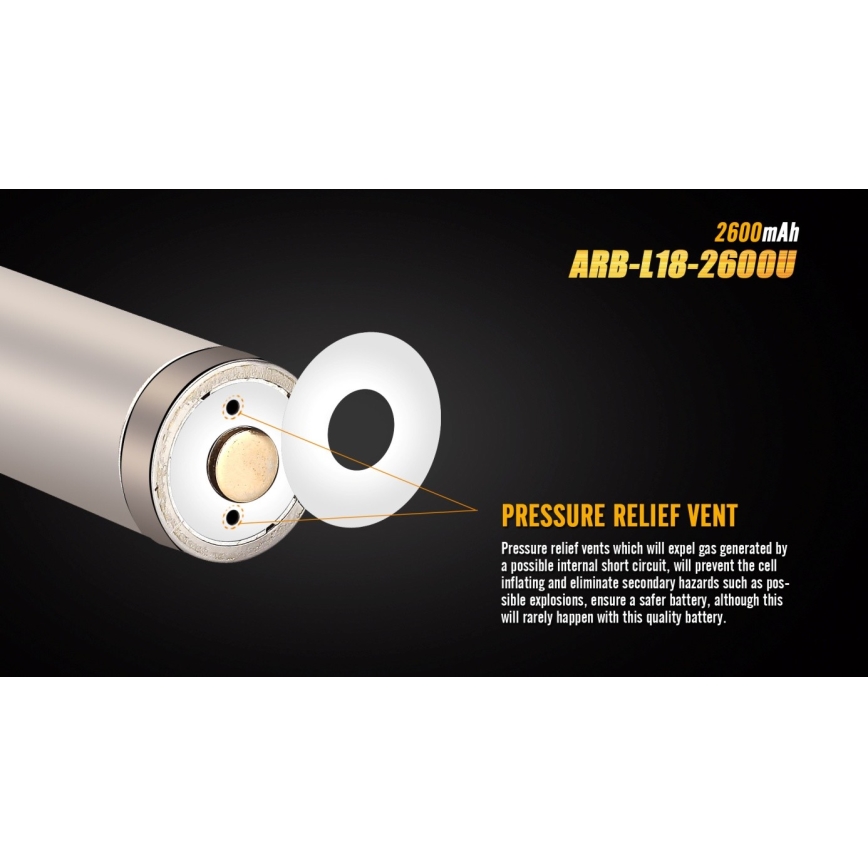 Fenix FE18650LI26USB - 1 vnt. Įkraunama baterija USB / 3,6 V 2600 mAh