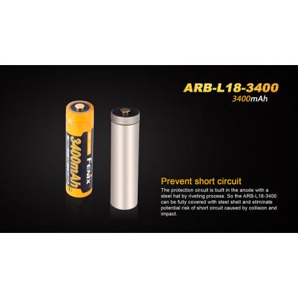 Fenix FE18650LI34 - 1 vnt. Įkraunamas ličio jonų akumuliatorius 18650/3,6V 3400 mAh