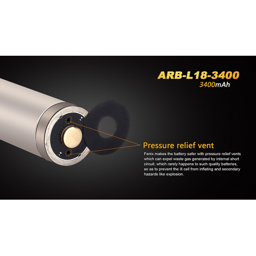 Fenix FE18650LI34 - 1 vnt. Įkraunamas ličio jonų akumuliatorius 18650/3,6V 3400 mAh
