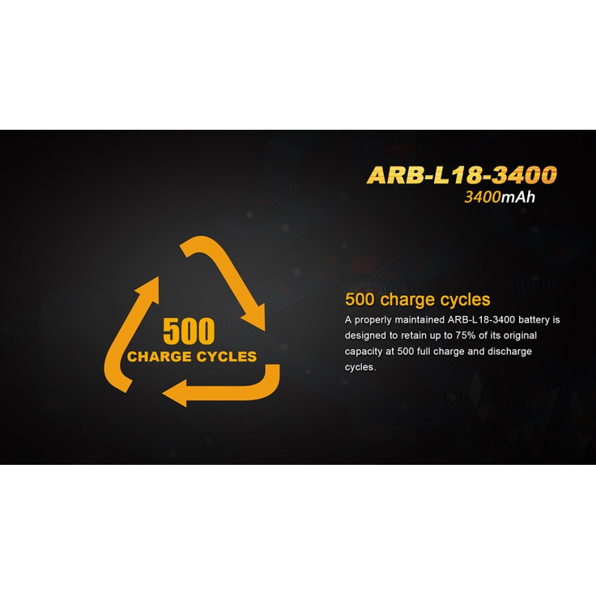 Fenix FE18650LI34 - 1 vnt. Įkraunamas ličio jonų akumuliatorius 18650/3,6V 3400 mAh