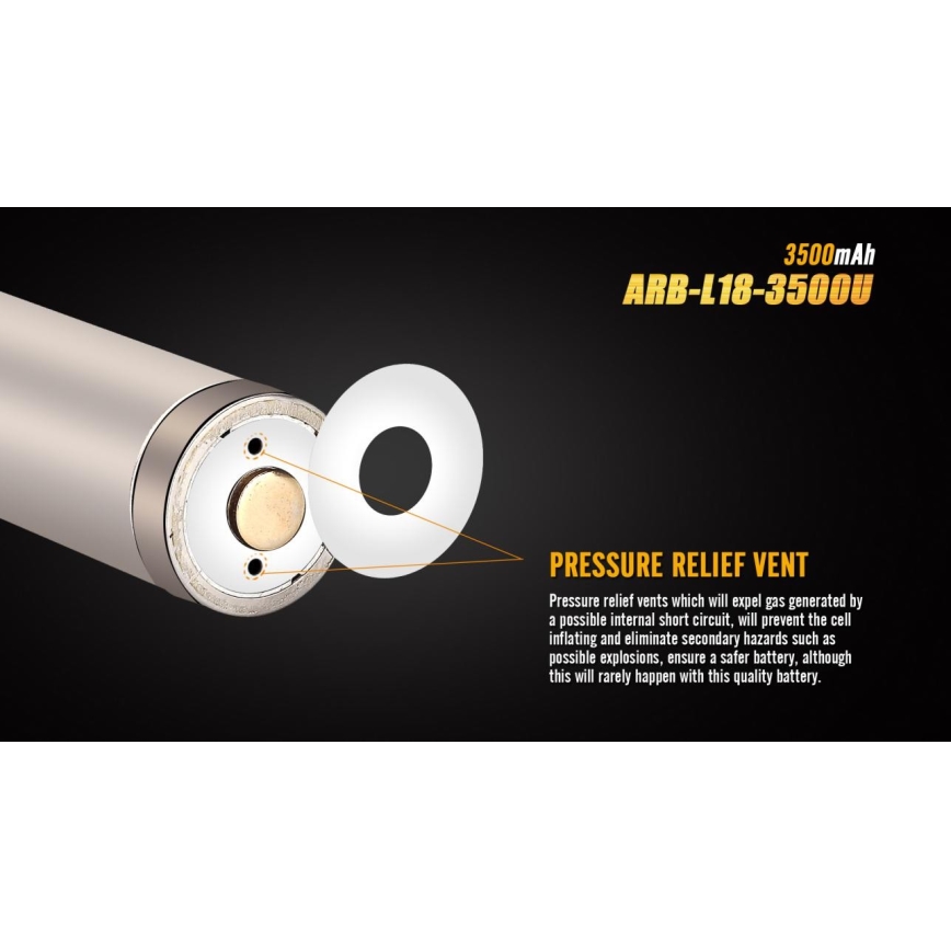Fenix FE18650LI35USB - 1 vnt. Įkraunama ličio jonų baterija su USB / 3,6 V, 3500 mAh