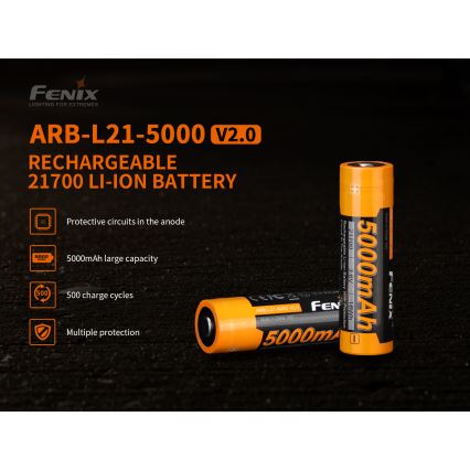 Fenix FE21700V20 - Įkraunamas 21700 akumuliatorius, 3,6 V, 5000 mAh, 1 vnt.