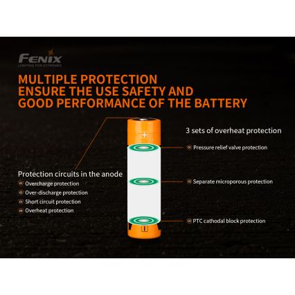Fenix FE21700V20 - Įkraunamas 21700 akumuliatorius, 3,6 V, 5000 mAh, 1 vnt.