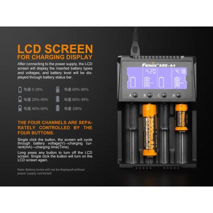 Fenix FENAREA4 - Akumuliatoriaus įkroviklis 4xLi-ion/AAA/AA/C 5V
