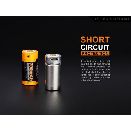 Fenix FERCR123ALIIONUP - 1 vnt. Įkraunama ličio jonų baterija su USB įkrovimu, 3,6 V, 700 mAh