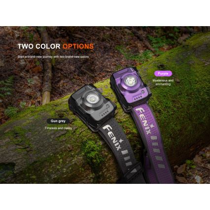 Fenix HL12RV20BLC - LED reguliuojamo ryškumo įkraunama galvos lempa LED/USB 950 mAh IP66 500 lm 112 h juoda