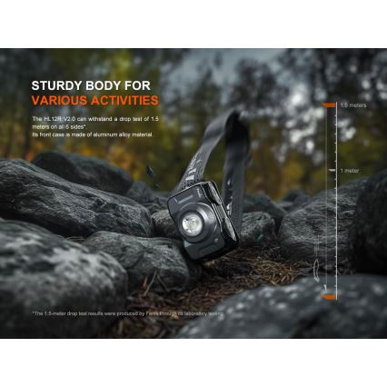 Fenix HL12RV20BLC - LED reguliuojamo ryškumo įkraunama galvos lempa LED/USB 950 mAh IP66 500 lm 112 h juoda