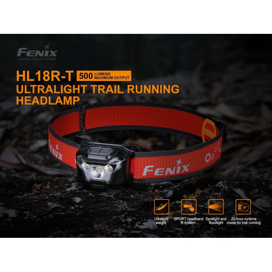 Fenix HL18RTRAIL - LED Pakraunamas galvos žibintuvėlis LED/3xAAA IP66 500 lm 300 valandų