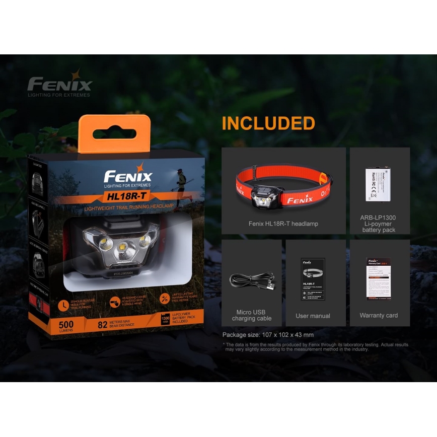 Fenix HL18RTRAIL - LED Pakraunamas galvos žibintuvėlis LED/3xAAA IP66 500 lm 300 valandų