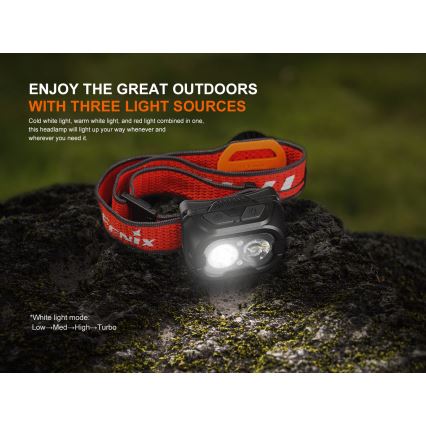 Fenix HL18RTV20BLC - LED Pritemdomas įkraunamas galvos žibintas LED/USB/3xAAA IP66 800 lm 160 h 1900 mAh juoda/oranžinė