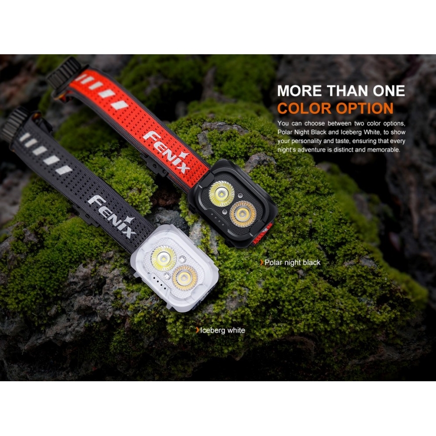 Fenix HL18RTV20WHT - LED  Pritemdomas įkraunamas galvos žibintas LED/USB IP66 800 blizgus 160 h balta/juoda