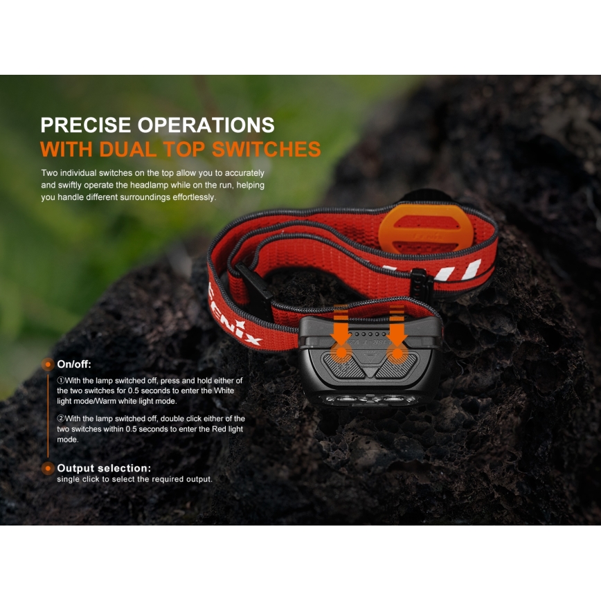 Fenix HL18RTV20WHT - LED  Pritemdomas įkraunamas galvos žibintas LED/USB IP66 800 blizgus 160 h balta/juoda