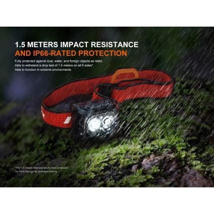 Fenix HL18RTV20WHT - LED  Pritemdomas įkraunamas galvos žibintas LED/USB IP66 800 blizgus 160 h balta/juoda